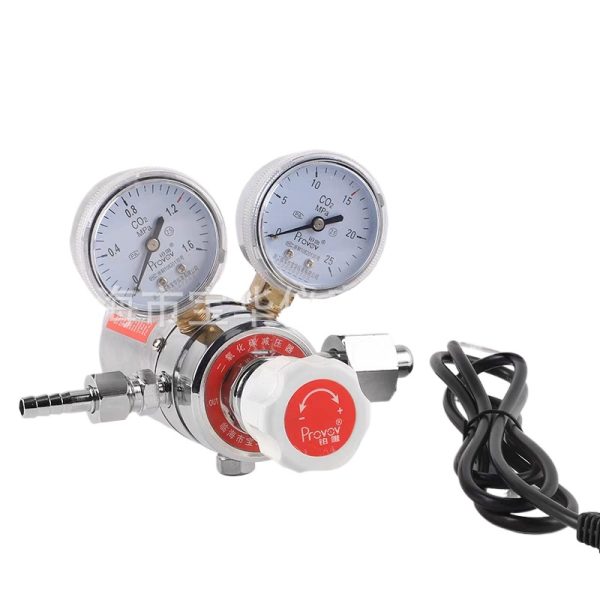 Provov YQT-341 Electric Heated CO2 Pressure Reducer Regulator (36V/220V, All-Copper, Dual Gauge) for CO2 Gas Systems - Image 3