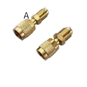 HVAC Refrigerant Adapter R22 to R410A (5/16" to 1/4") and R410A to R22 (1/4" to 5/16") Brass Core Converter for AC Charging