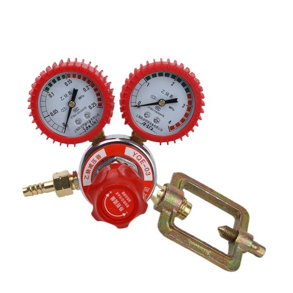 Yuepai Acetylene Pressure Reducer YQE-03 Shockproof Acetylene Gas Pressure Gauge Regulator Valve for Industrial Welding Cutting - Imej 3
