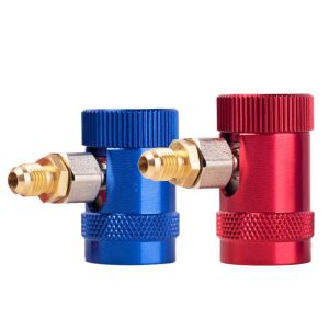 R1234yf Adjustable Quick Coupler Adapters (High/Low Side) for Automotive HVAC Recharge Tools, Replaces Old Type Connectors