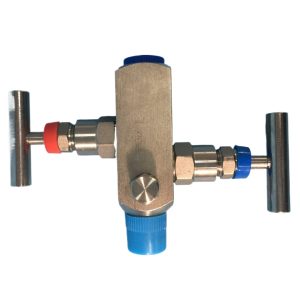 Integrated Stainless Steel 2-Valve Manifold with 1/2-inch NPT Inlet/Outlet for Instrument Applications