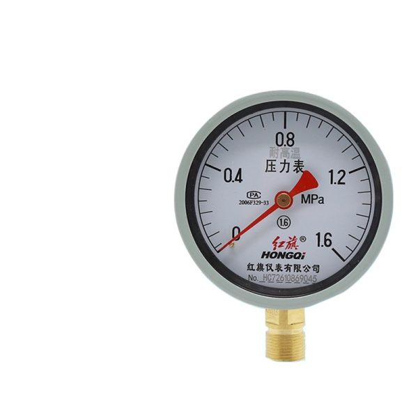 Hongqi YTH-100 High Temperature Pressure Gauge, Radial Mounted Steam Water Pressure Meter, M20*1.5, 0-60MPa Range, 1.6 Accuracy, Durable Industrial Pressure Measurement Instrument