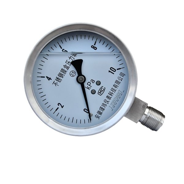 Stainless Steel Diaphragm Pressure Gauge (0-10kPa, Accuracy 2.5) for Water/Oil/Gas/Liquid Systems - Изображение 2