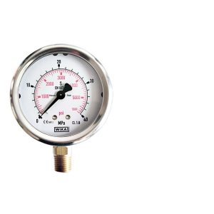 WIKA 213.53 Series Mechanical Pressure Gauge (0-40 MPa / 0-5800 PSI, EN 837, CL. 1.6) for HVAC Systems