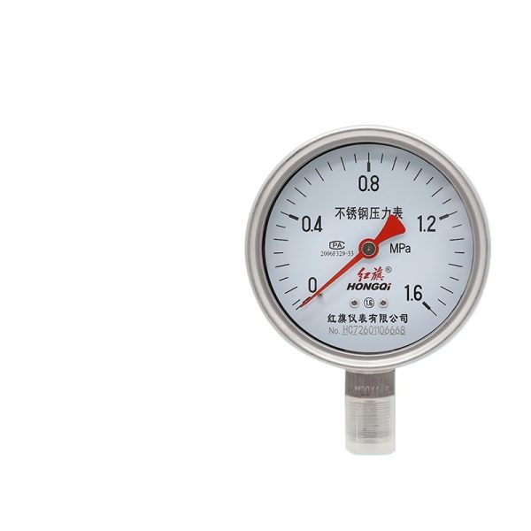 Hongqi Y-100BF Stainless Steel Pressure Gauge, Radial High Temperature, Acid-Alkali & Corrosion Resistant, M20*1.5 Connection, 100mm Dial, 0-60MPa Range