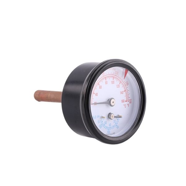 Axial Temperature Pressure Gauge 50mm Black Iron Shell Copper Probe for HVAC Systems - Изображение 2