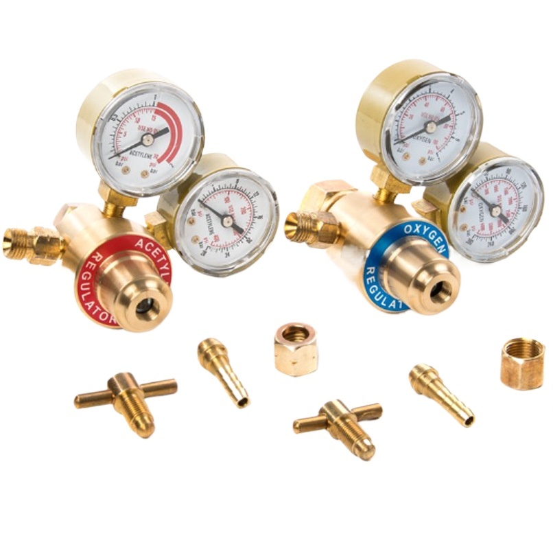 Full Brass Acetylene Pressure Reducer Regulator CGA200 & Oxygen Pressure Reducer Regulator CGA540 for Welding - Image 2