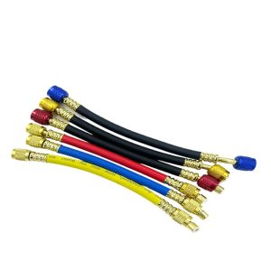 1/4" SAE HVAC Refrigerant Charging Hoses with Valve Core Remover 28cm Length, Pressure Rated up to 4000PSI, for R22 R134a R410a Refrigerants and Automotive AC Systems