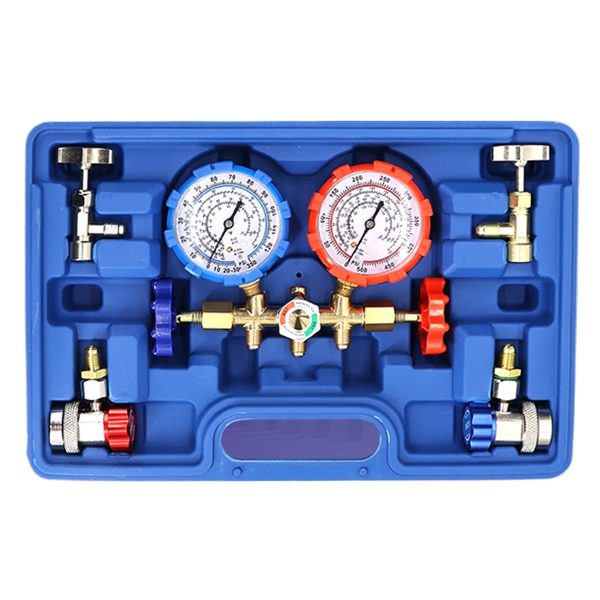 Professional R134a AC Manifold Gauge Set (Dual Gauge, Pressure Testing) for Automotive Car Air Conditioning Refrigerant Charging