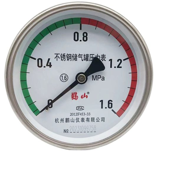 Stainless Steel Pressure Gauge Y100BF-Z (0-1.6 MPa, 100mm, Threaded) for Air Storage Tanks - 이미지 5