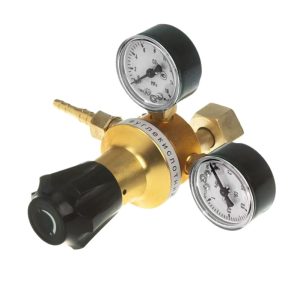 CO2 Pressure Regulator Reducer for Russian Standard Cylinders with Dual Gauges and Rear Inlet G3/4 Connection, Replaces BKO-50