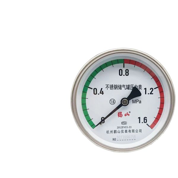Stainless Steel Pressure Gauge Y100BF-Z (0-1.6 MPa, 100mm, Threaded) for Air Storage Tanks