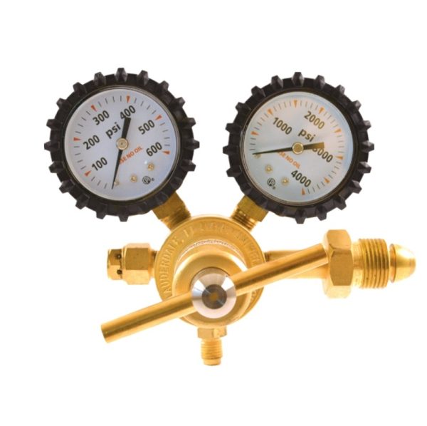 Brass Nitrogen Pressure Regulator (0-600 PSI / 0-4000 PSI) with CGA580 Inlet for HVAC Systems