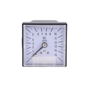 Square Panel Mount Pressure Gauge Y25, 0-15 PSI, Oil Filled, 48x48mm for HVAC Systems