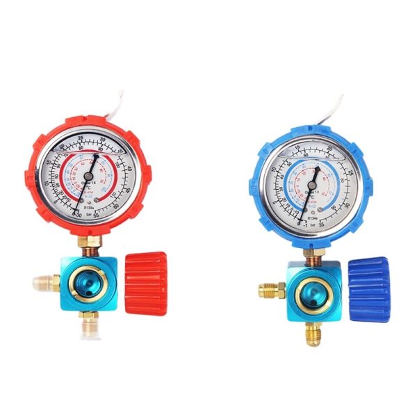 Refrigerant Manifold Gauge Set (R410A, R134a, R22) - High Pressure & Low Pressure Visible Oil Gauges for HVAC A/C Charging System