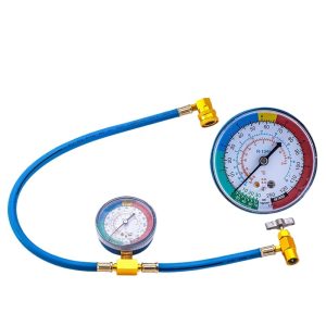 Automotive R134a HVAC Refrigerant Charging Hose Kit with Pressure Gauge (0-250psi) for R12 R22 R134a 404 502 Refrigerants