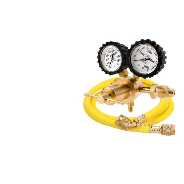 Nitrogen Regulator 60" Hose with CGA580 Inlet Connection and 1/4" Male Flare for HVAC Systems and Purging