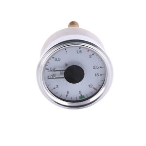 Durable Stainless Steel Axial Pressure Gauge (63mm, Dual Needle, Dual Joint, 0-2.5bar & 0-15bar) for Coffee Machines, Replaces JT63DP
