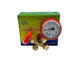 HVAC Pressure Gauge (60 kg, All-Copper Valve, Metric/Imperial Thread) for Central Air Conditioning Systems