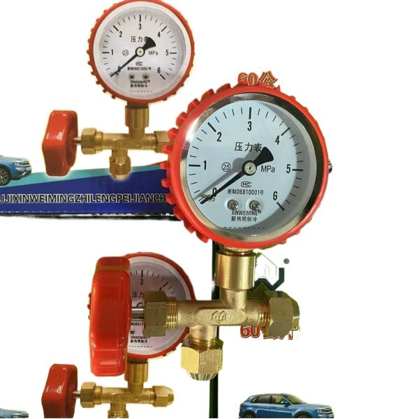 HVAC Pressure Gauge (60 kg, All-Copper Valve, Metric/Imperial Thread) for Central Air Conditioning Systems - Gambar 2