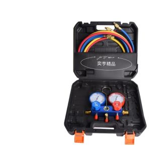 R134A Refrigerant Manifold Gauge Set with Plastic Handwheel and Tool Box for Car AC System