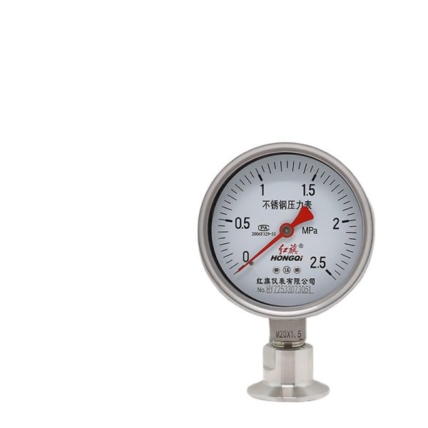 Hongqi YTP-100BF/MC Stainless Steel Diaphragm Pressure Gauge with Clamp Connection, Corrosion & High Temperature Resistant, 0-6MPa Accuracy 1.6 - Image 2