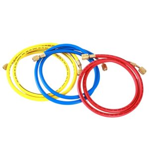 Red Yellow Blue HVAC Charging Hose Set (1.5m, 600 PSI Max WP, 3000 PSI Burst) for R12 R22 R134a 404 502 Refrigerants