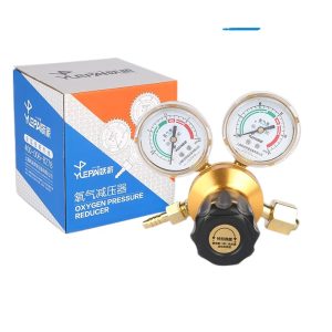 YLEPA Flat Base Oxygen Pressure Regulator Gauge for Welding & Cutting, Shockproof High Pressure Reducer Valve