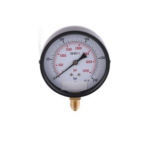 Radial Pressure Gauge 63mm Black Iron Case (0-250bar/psi, EN 837-1, Kl. 1.0) for HVAC Systems