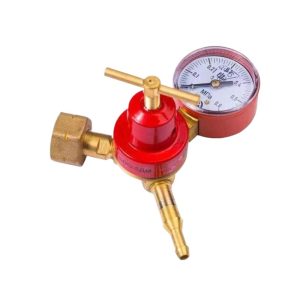 Red Propane Pressure Reducer Regulator with Gauge (0-0.6 MPa) for LPG Gas Systems