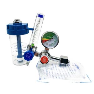 Oxygen Flow Meter Regulator with Gauge and Humidifier Bottle (0-15 L/min) for Medical Cylinder, Model ATOR-1