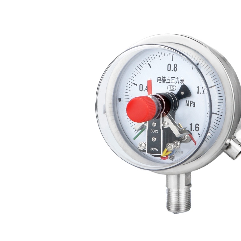 KAIXUAN YXC100BF Stainless Steel Electrical Contact Pressure Gauge 0-1.6MPa 380V 30VA AC/DC for Water Gas Oil Hydraulic Systems - Image 2