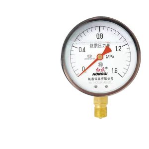HongQi YTN-100 Shock-Resistant Pressure Gauge (0-1.6MPa) for Air and Water Systems, Radial Oil-Filled Vacuum Gauge, Replaces YTN-100