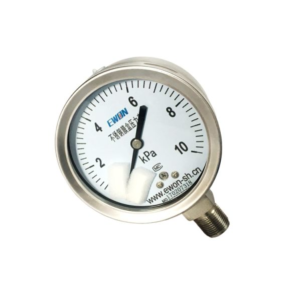 Stainless Steel Diaphragm Pressure Gauge YE-75H 0-10KPa G3/8 Radial Inlet Micro Pressure Meter for HVAC Systems - Imagem 3