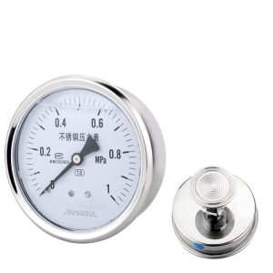 Sanitary Diaphragm Pressure Gauge YTP100ZBF (0-1 MPa, 100mm Dial, Stainless Steel) for Food Grade Quick Clamp Systems