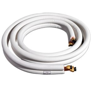 HVAC Copper Line Set (6.35*0.6+9.52*0.6), 3m Pre-Insulated with Flared Nuts for Air Conditioner Installation, Replaces Universal AC Line