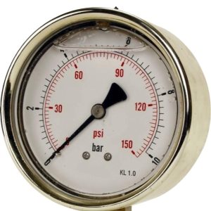 Durable Stainless Steel Oil-Filled Pressure Gauge (0-150 psi/10 bar) for HVAC Systems, KL 1.0 Accuracy