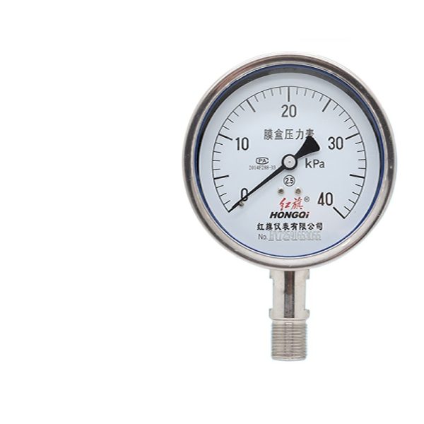 Hongqi YE-100BF Stainless Steel Diaphragm Pressure Gauge Micro-Pressure KPa Meter for Industrial HVAC