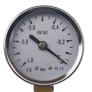 Analog Vacuum Pressure Gauge -1 to 0 Bar (EN 562, KI 2.5) for Boiler HVAC Systems, Replaces YJC-R-02
