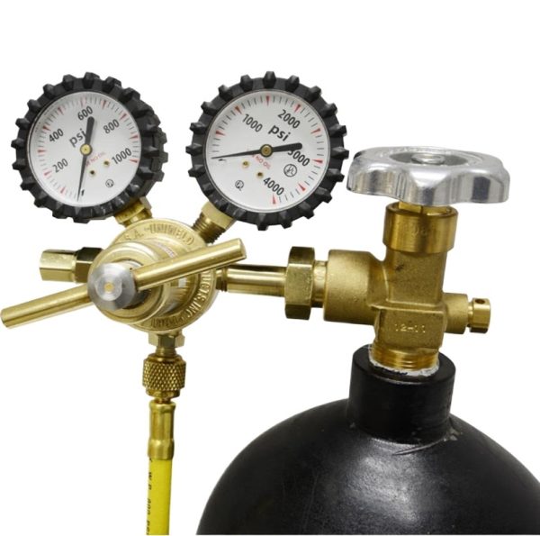 UNIWELD Nitrogen Regulator 0-800 PSI Output with 0-4000 PSI Inlet Gauges CGA580 Connection - Imagem 3