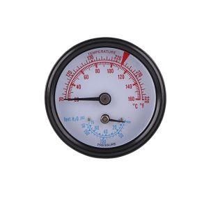 Axial Temperature Pressure Gauge 50mm Black Iron Shell Copper Probe for HVAC Systems