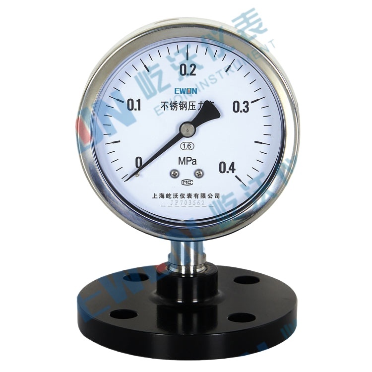 Ewon Stainless Steel Diaphragm Pressure Gauge YTP-100BF with Flange Mount DN25 for Industrial HVAC Systems, Replaces YTF-100H/MF - Image 2