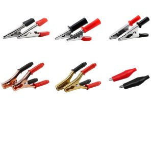 ELECALL B-10L Alligator Clips (Red/Black) for Electronic Repair and Electrical Testing, Copper Contact, 1 Pair