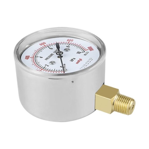 Diaphragm Pressure Gauge YE60 60mm Dial 0-1000 kPa (0-10 Bar) Pressure Gauge HVAC for Gas Pressure, Vacuum, Negative Pressure, Replaces YE60 Iron Casing Pressure Gauges - Image 2