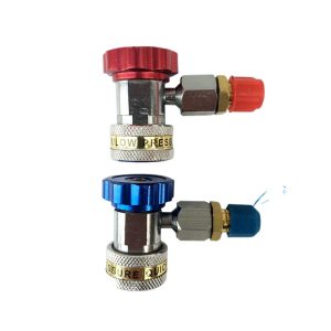 Stainless Steel Refrigerant Gauge Quick Coupler (6.35mm) for AC Manifold Gauge Set, High & Low Pressure R134A Adapters
