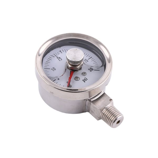 50mm Radial Oil-Filled Pressure Gauge YN50ZBE (0-30 PSI) with Red Pointer & Stainless Steel Case for HVAC Systems - Изображение 2