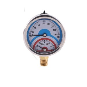 Bi-Metal Temperature Pressure Gauge (63mm, 0-160 PSI, 30-250°F) for HVAC Systems
