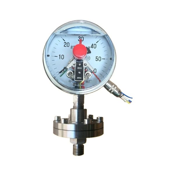ZYLB Membrane Pressure Gauge (YTXC Model with Flange Connection and Threaded Diaphragm, 1.6 Accuracy, 0-60/0-0.6 Measuring Range) for HVAC Systems, Replaces YTXC
