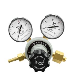 Provov CO2 Pressure Reducer Regulator Gauge (25 MPa), All-Brass Body, Single Stage, for CO2 Gas Tank Systems