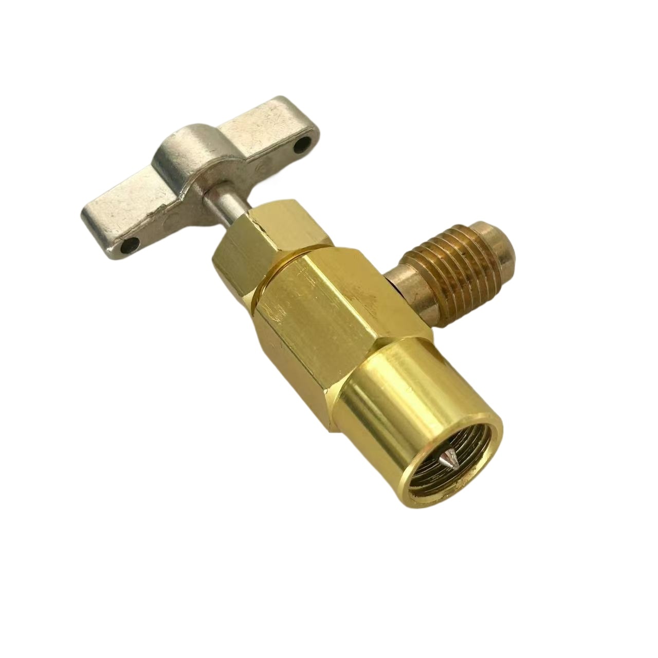 R134a AC Refrigerant Can Tap Valve Quick Coupler (1/2 ACME Female to 1/4 SAE Male) for Auto HVAC Systems - Image 2